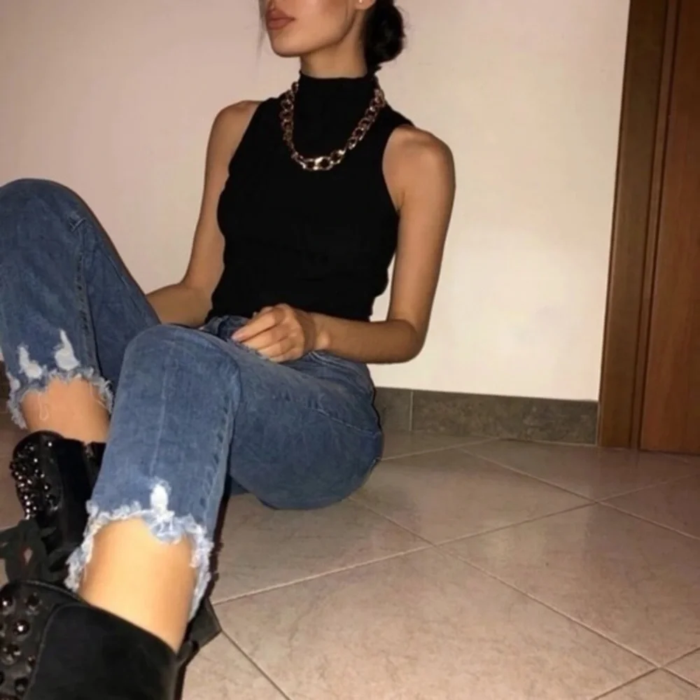 Gold Tone Crude Metal Chain Necklace chunky chain necklace